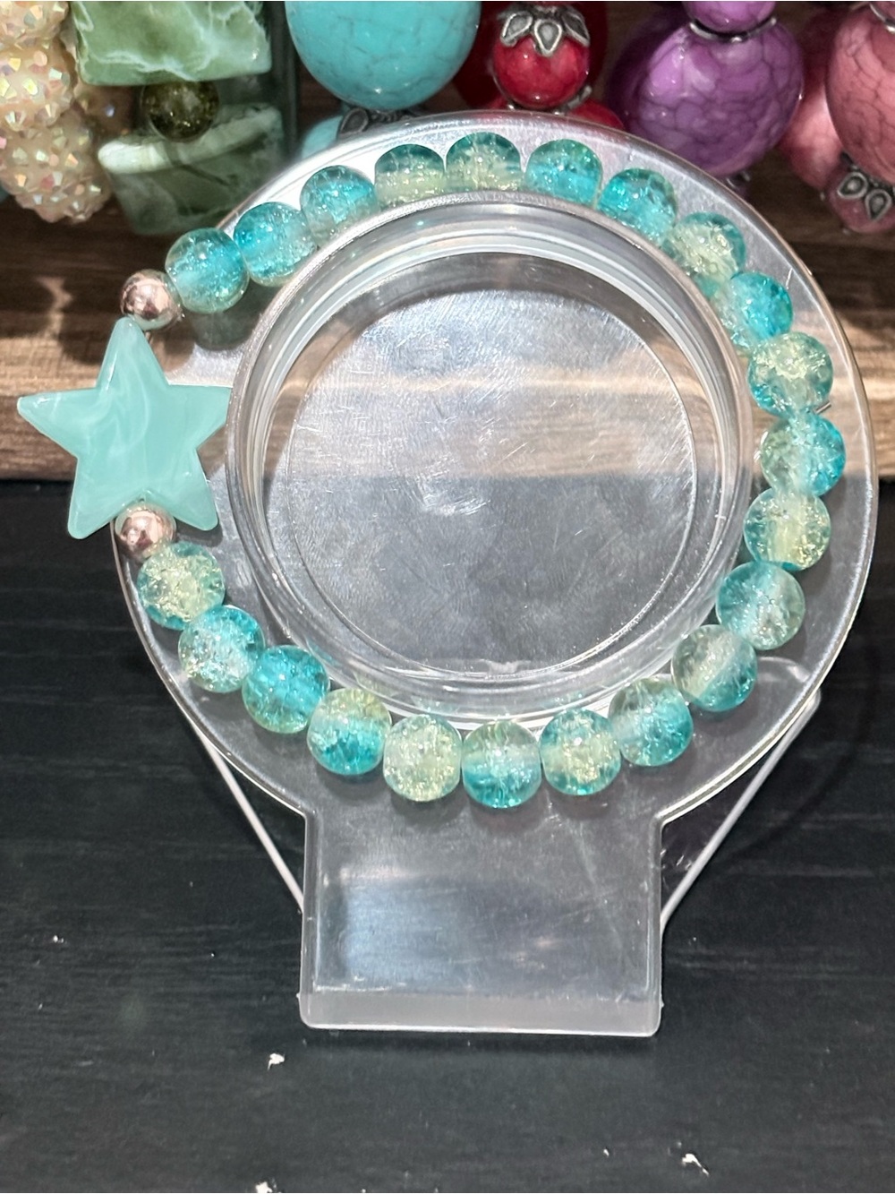 Handcrafted star bead with glass beaded bracelet